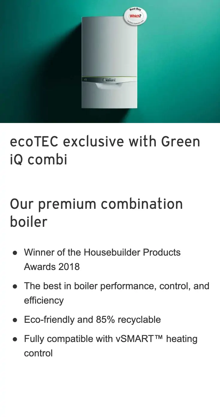 ecoTEC exclusive with Green iQ combi Vaillant boiler in Northampton