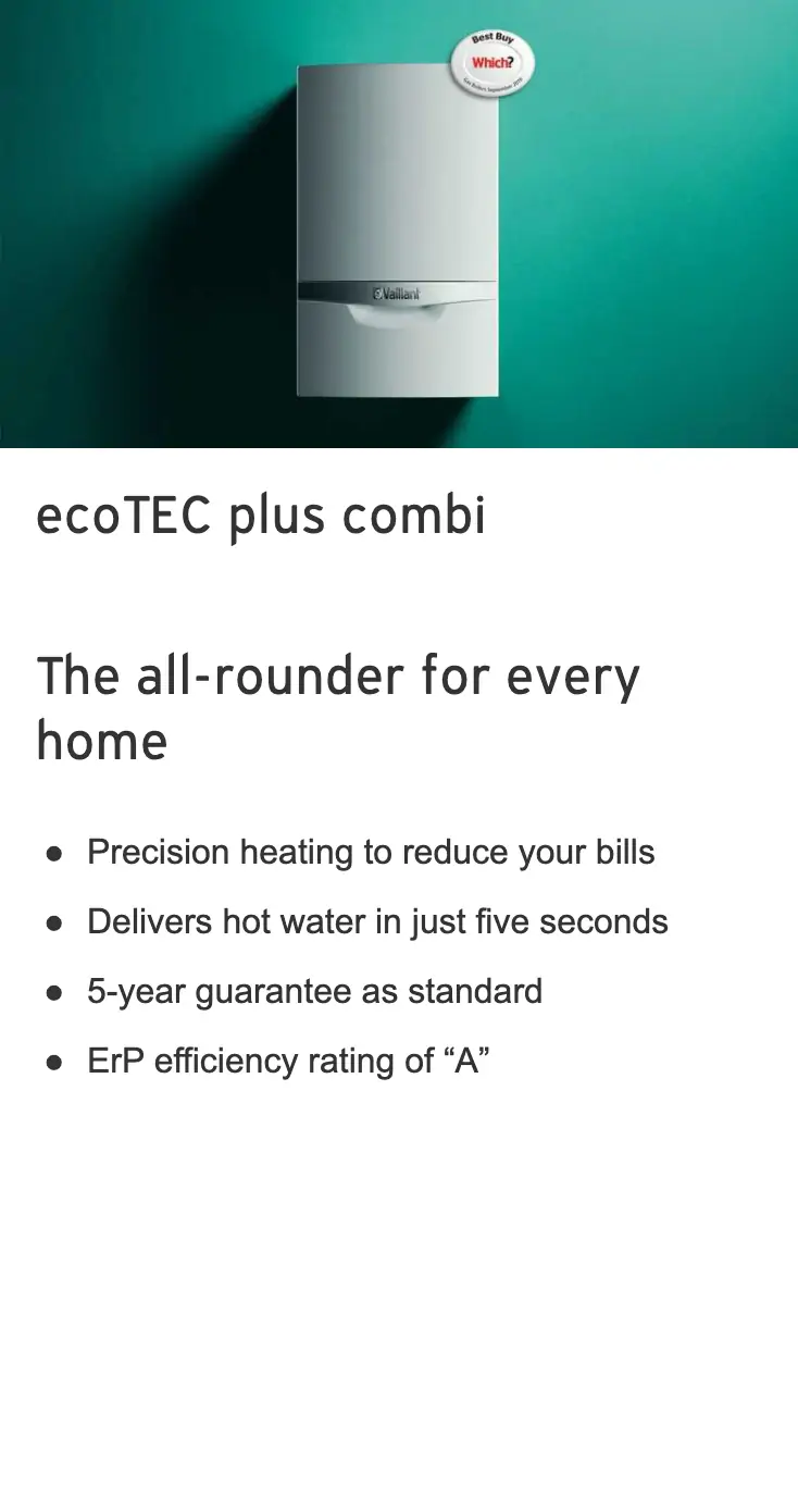 ecoTEC plus combi Vaillant boiler in Northampton