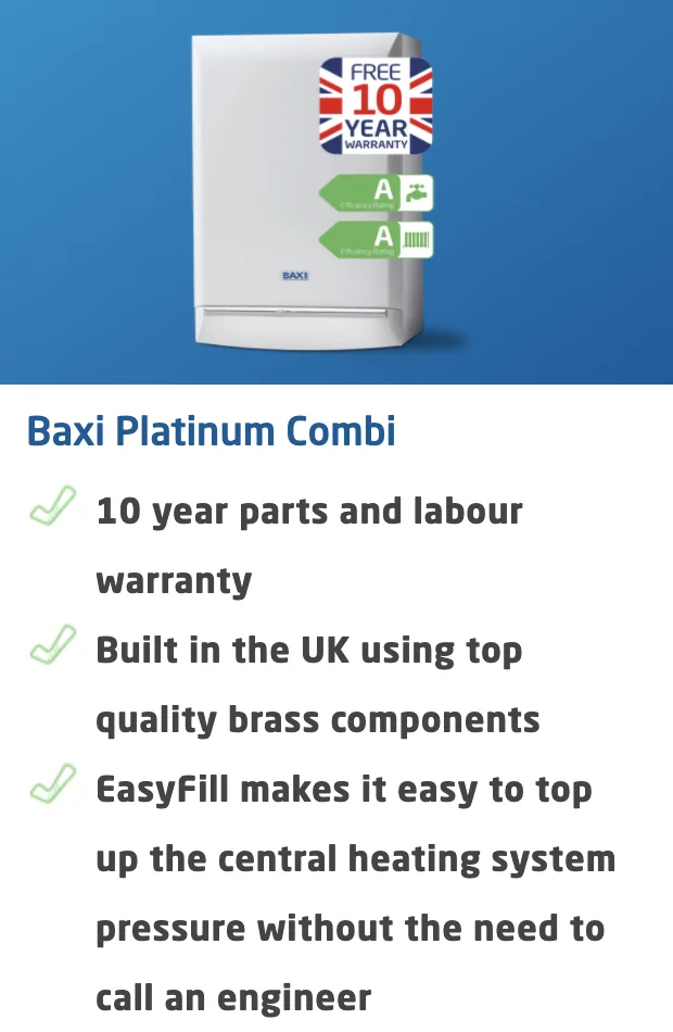Platinum Combi Baxi boiler Northampton