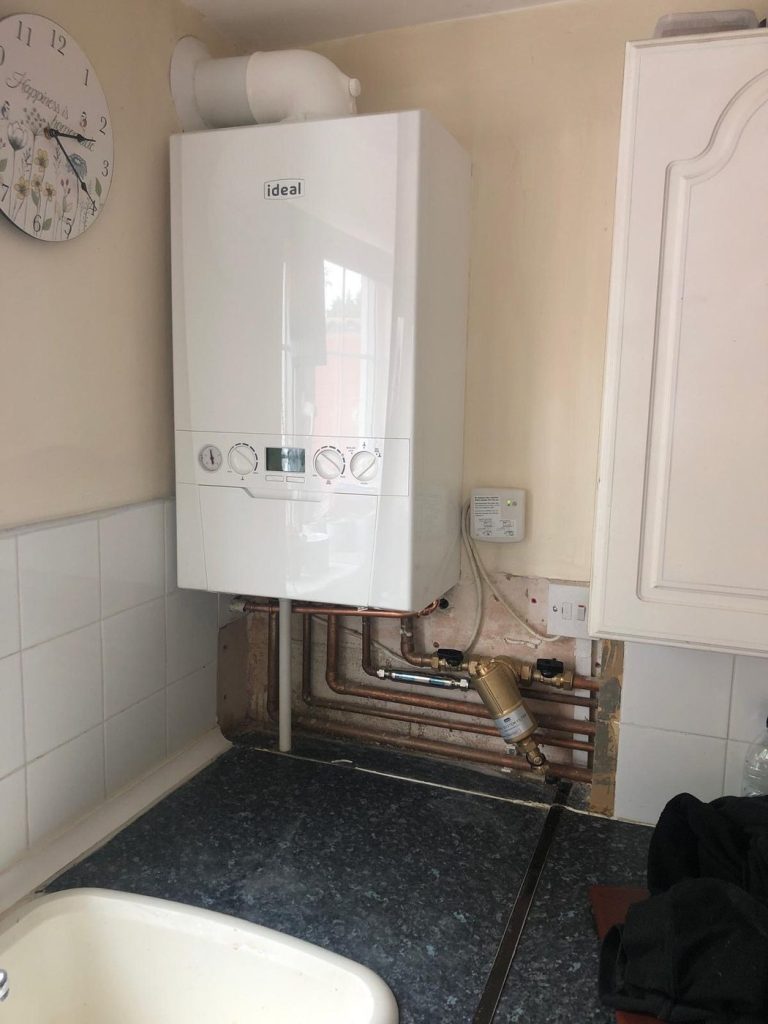 Ideal Logic combi boiler fitted in a kitchen