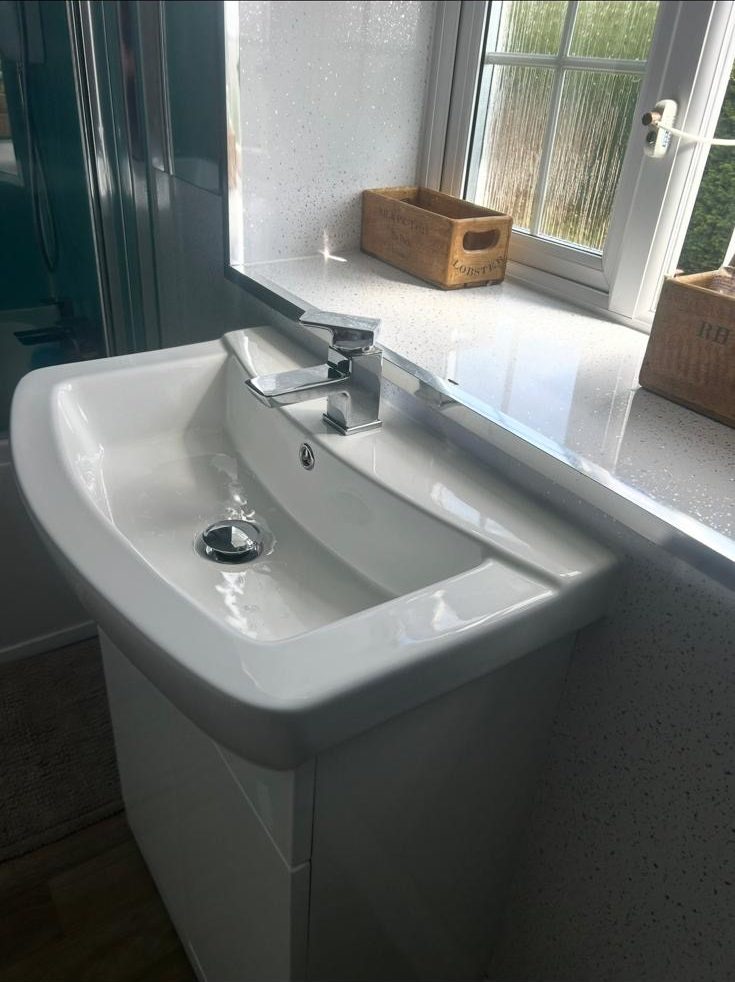 New basin and vanity unit installation